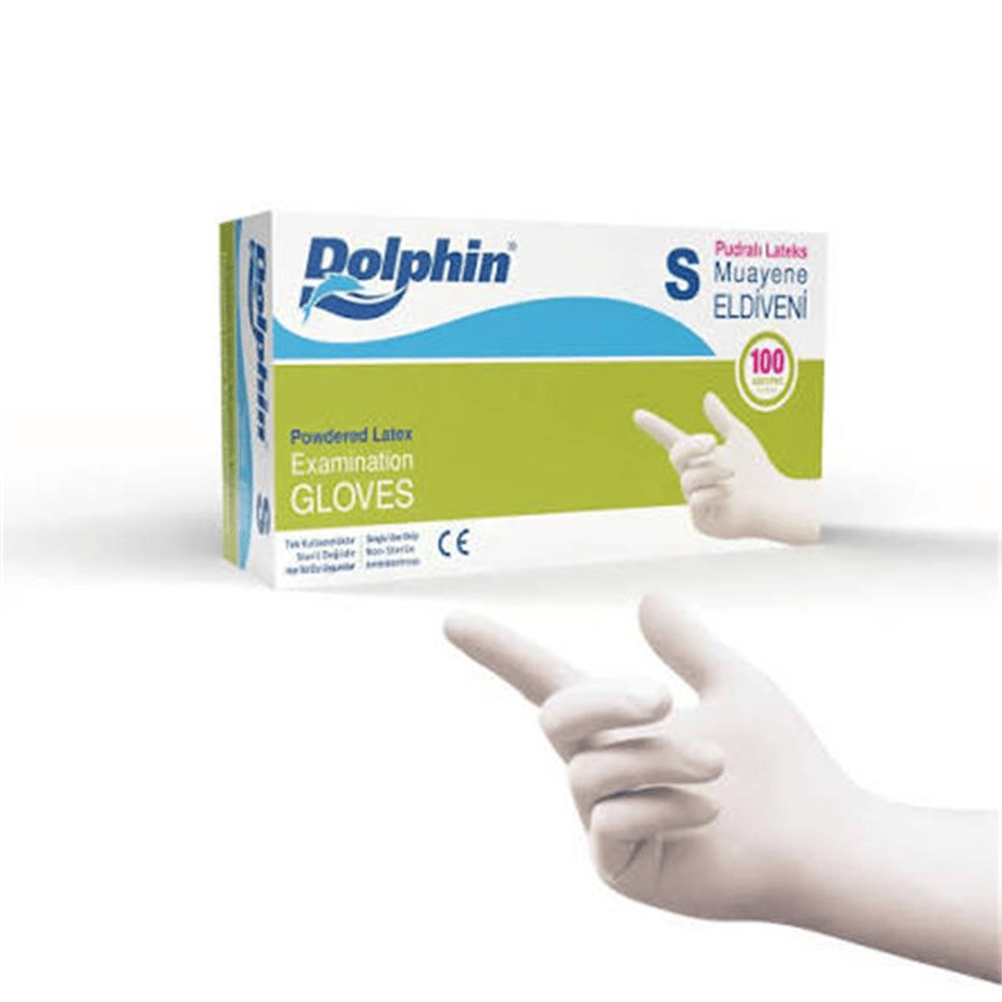 Dolphin Eldiven Lateks Pudralı Beyaz  (S)