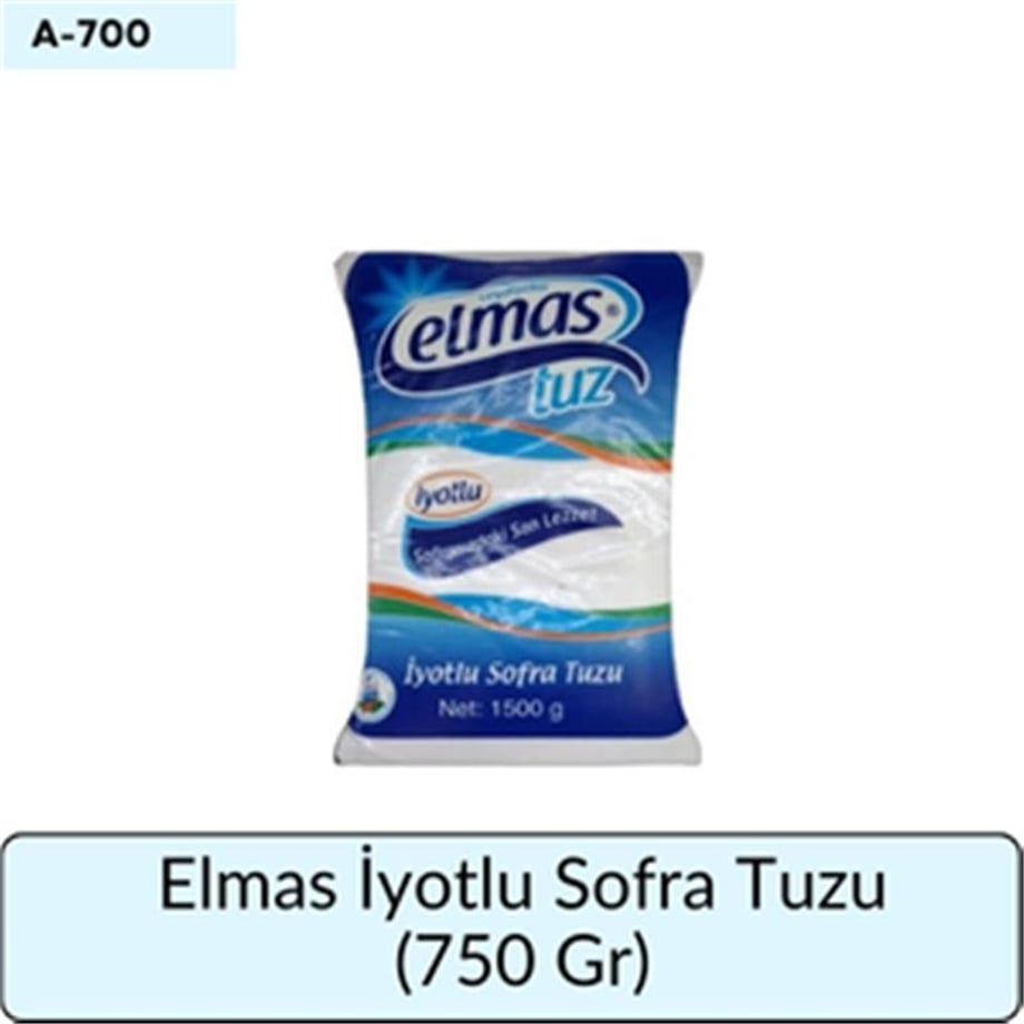 Elmas İyotlu Sofra Tuzu   (750 Gr)