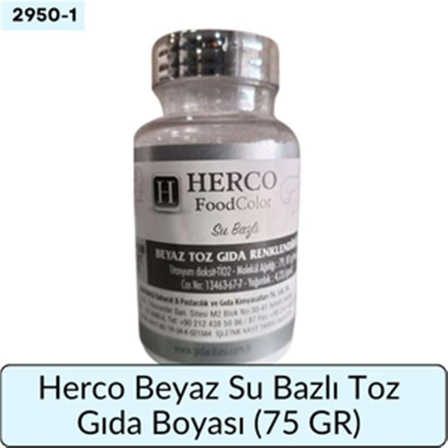 Herco Beyaz Su Bazlı Toz Gıda Boyası   (75 GR)