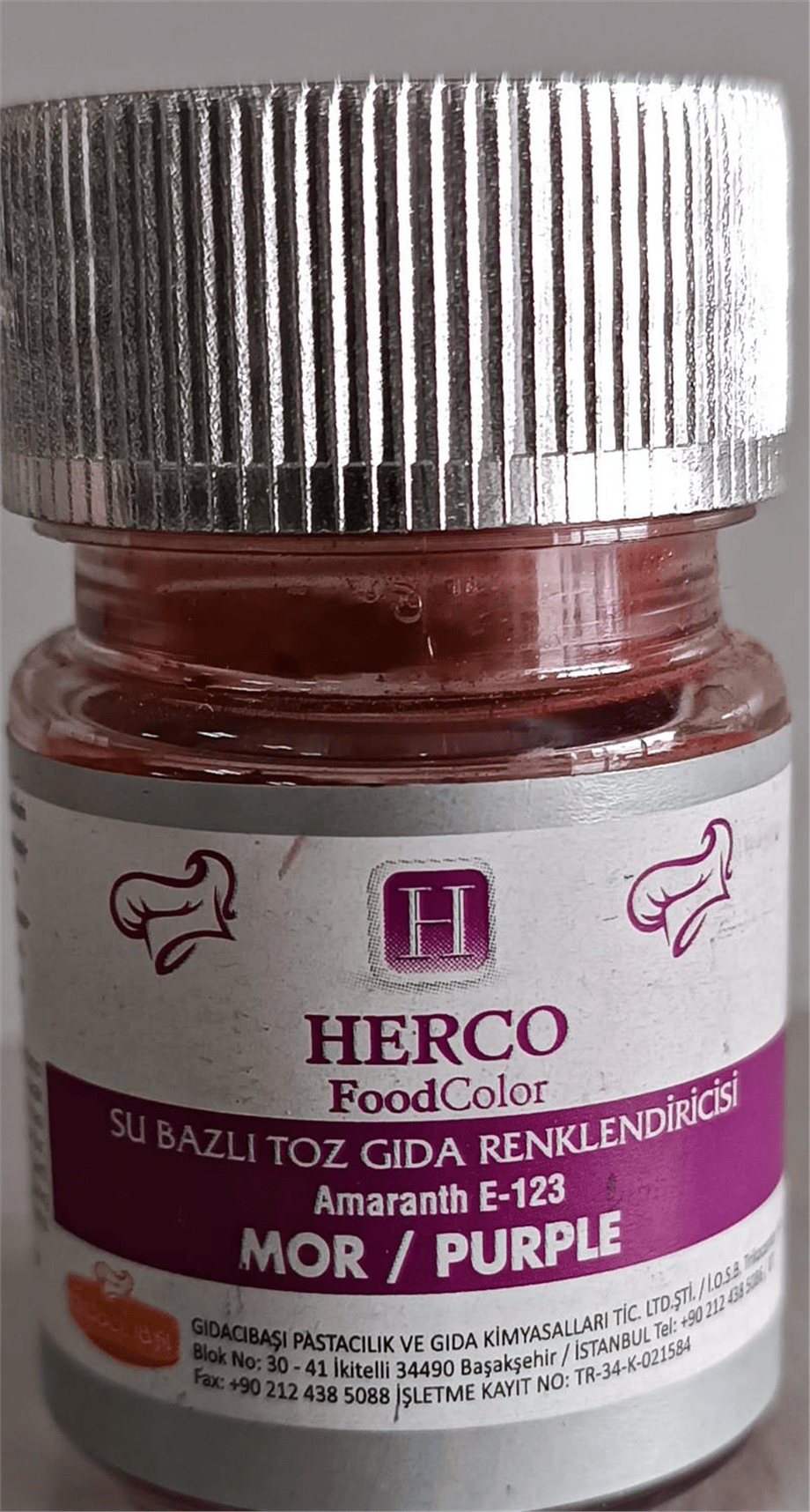 Herco Mor Su Bazlı Toz Gıda Boyası   (10 GR)