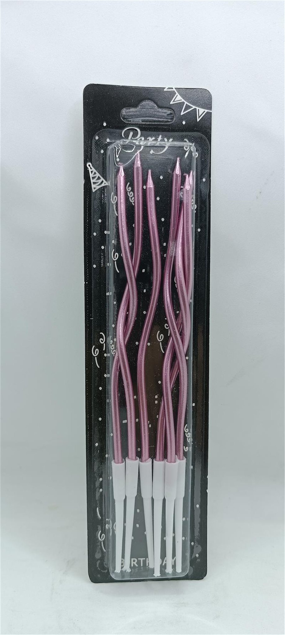 İthal Spiral (Burgulu) Mum Fuşya 6 Lı   (15 Cm)