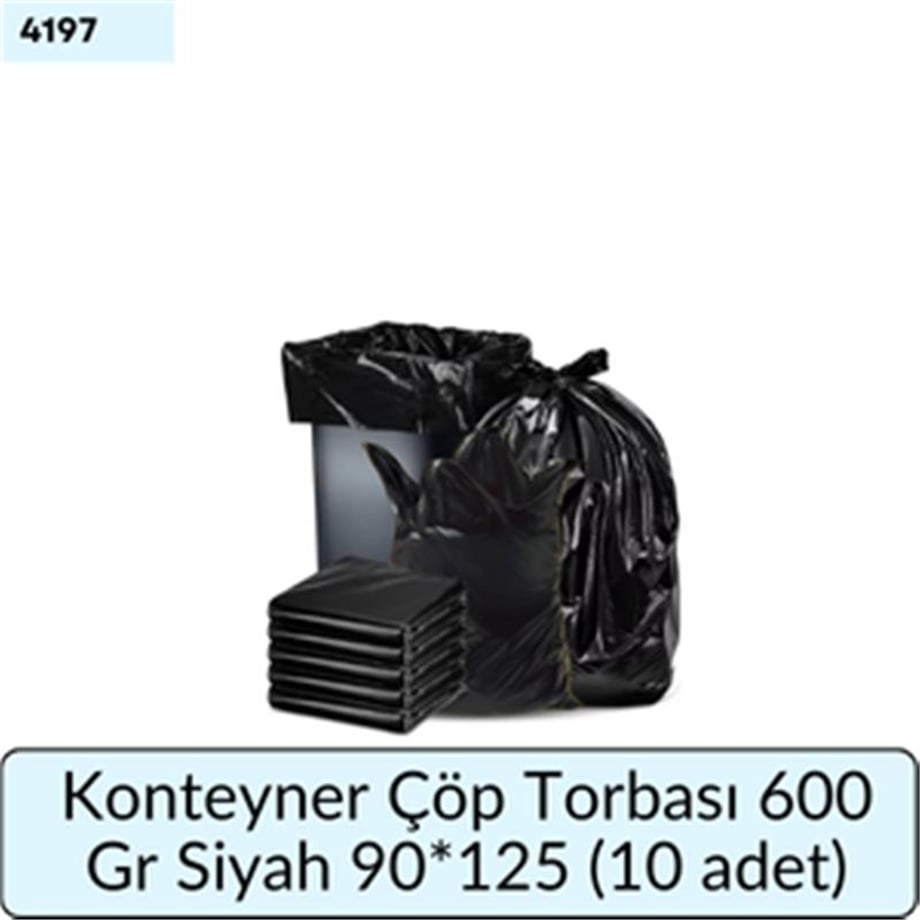 Konteyner Çöp Torbası 600 Gr Siyah 90*125 (10 Ad)