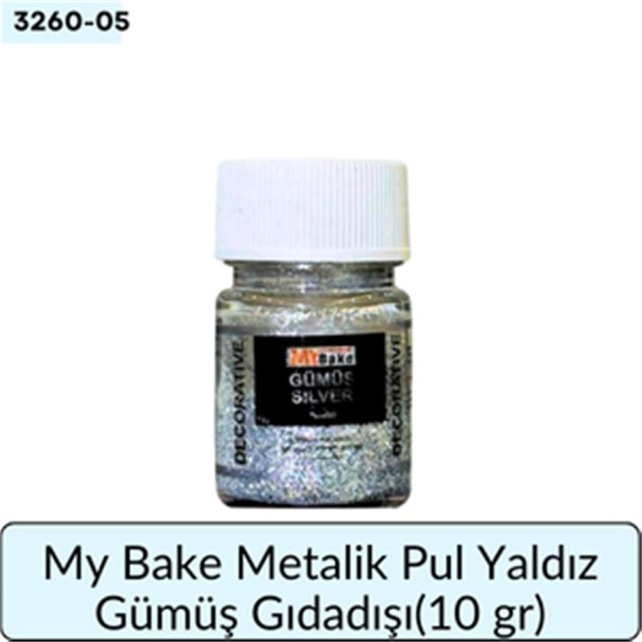 My Bake Metalik Pul Yaldız Gümüş Gıdadışı  (10 Gr)