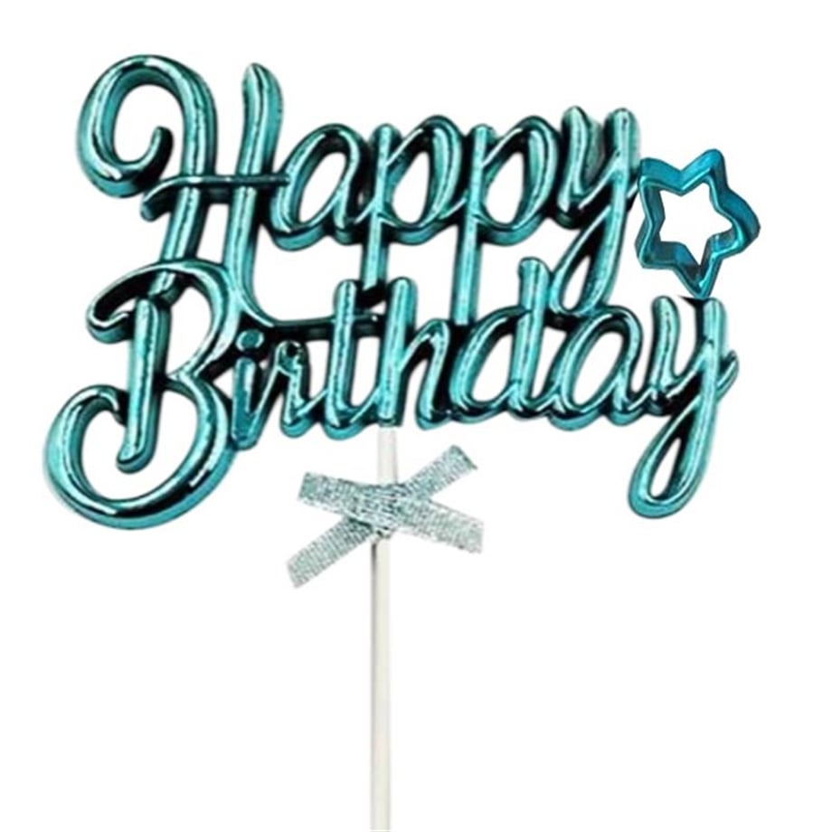 Orca Pasta Üstü Süs Happy Birthday Simli Mavi