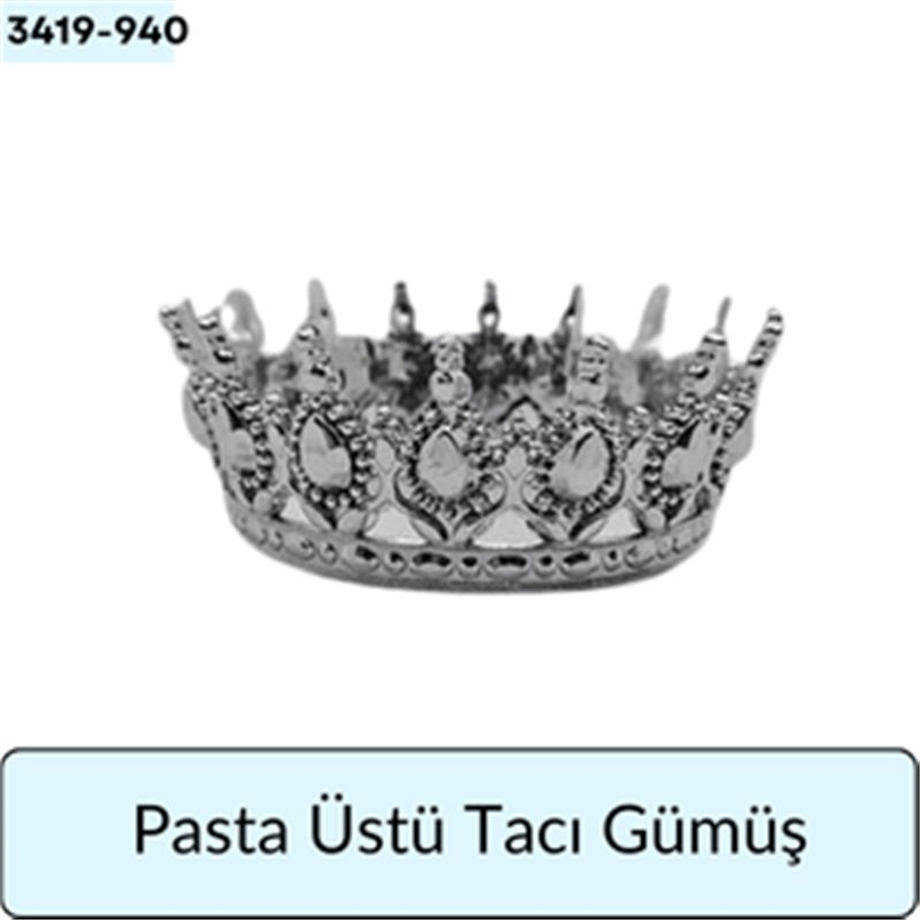 Pasta Üstü Tacı Gümüş