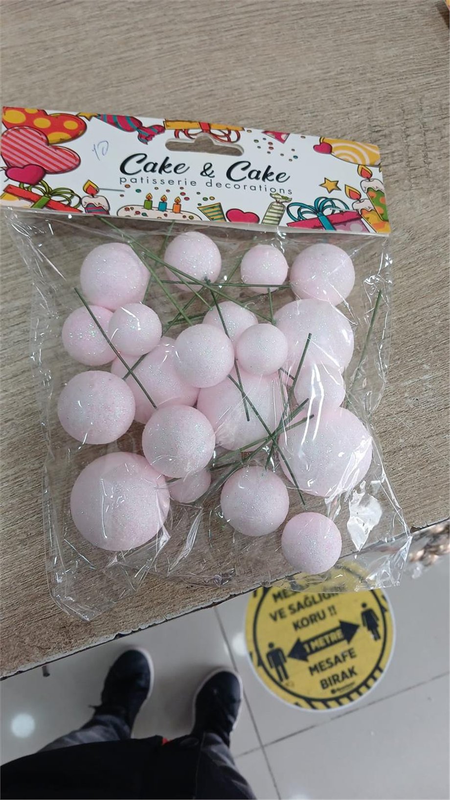 Pasta Üstü Top Süs Simli Açık Pembe