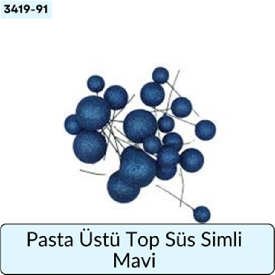 Pasta Üstü Top Süs Simli Mavi