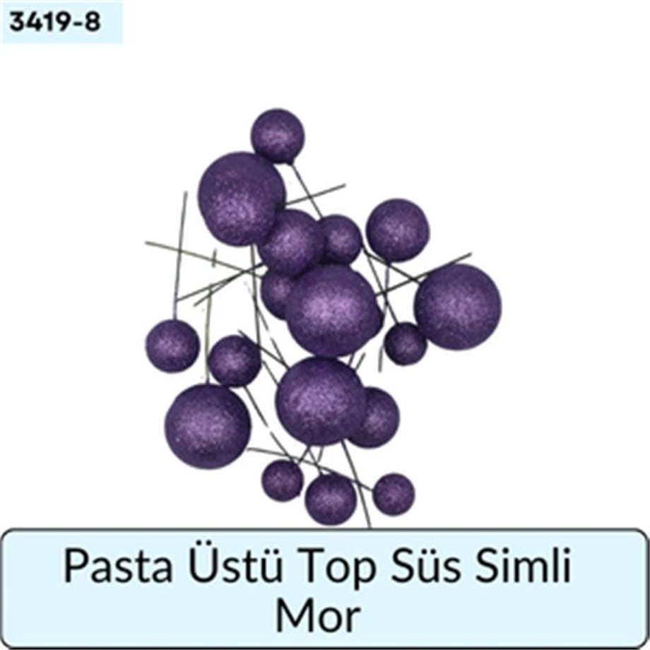 Pasta Üstü Top Süs Simli Mor