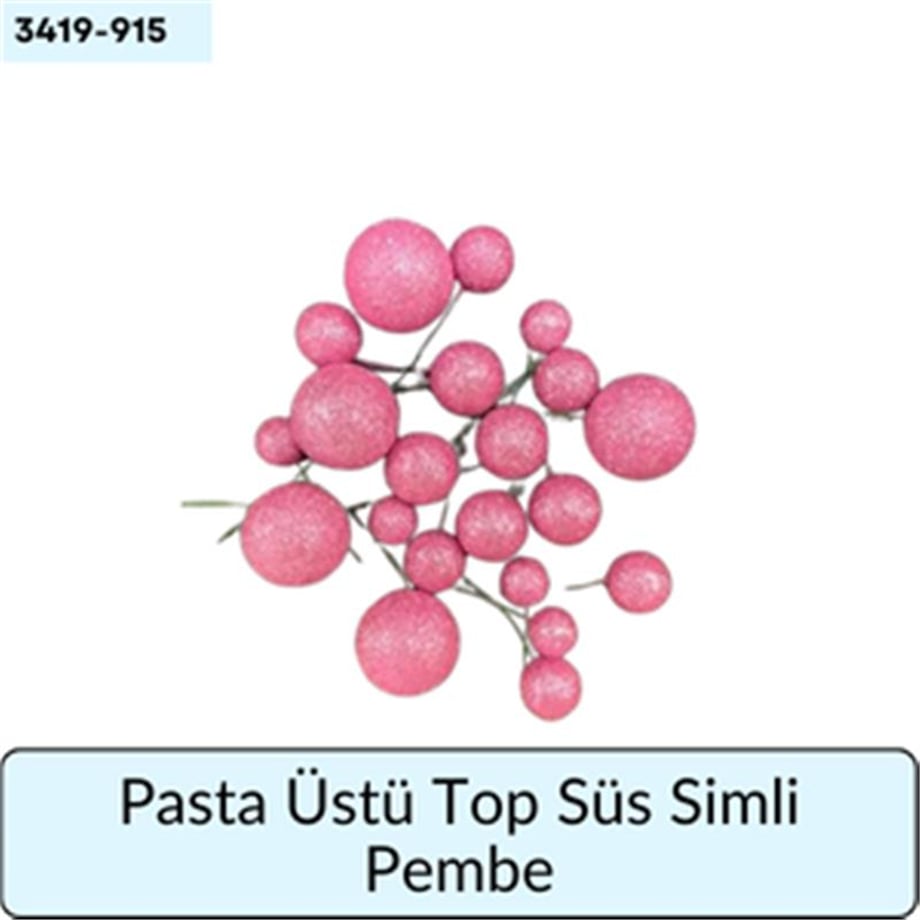 Pasta Üstü Top Süs Simli Pembe