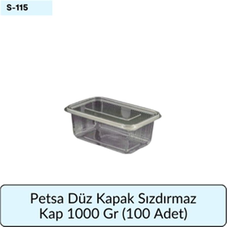 Petsa Düz Kapak Sızdırmaz Kap 1000 Gr   (100 AD)