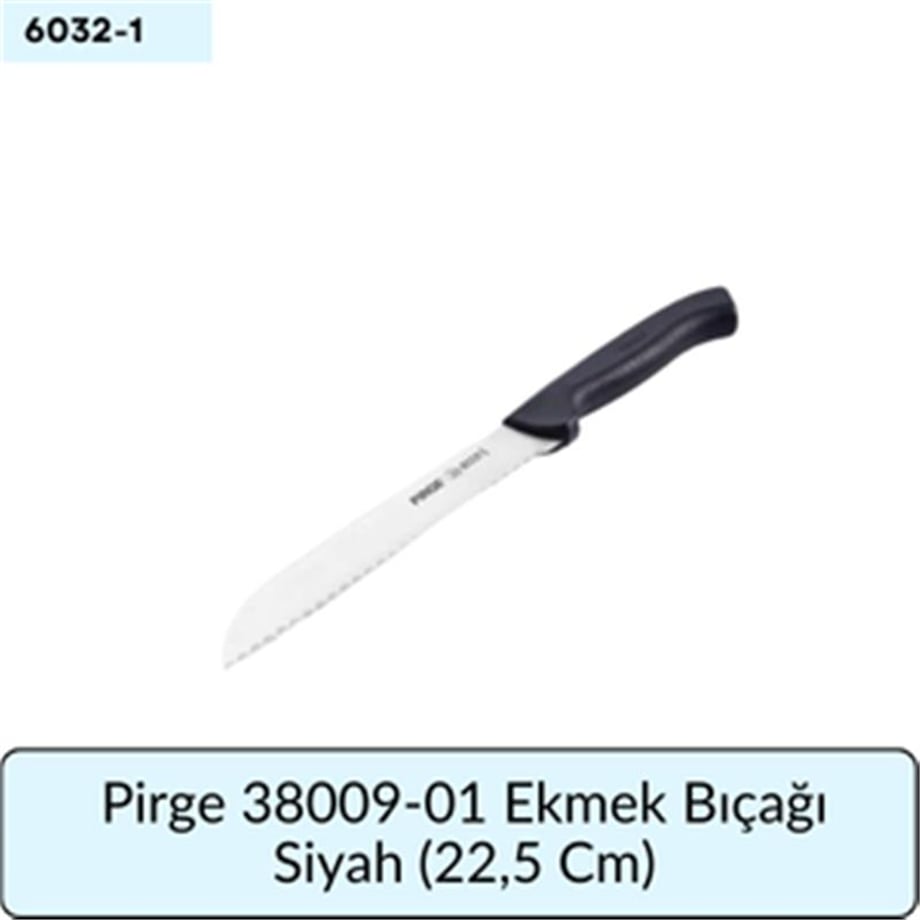 Pirge 38009-01 Ekmek Bıçağı Siyah   (22,5 Cm)