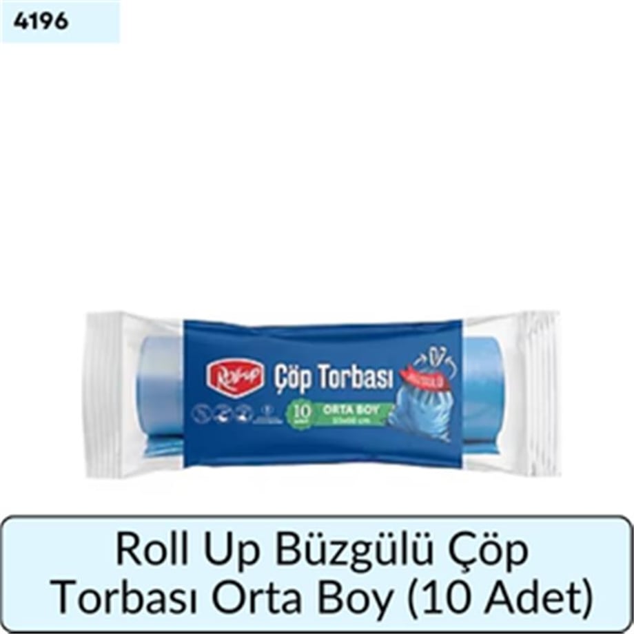 Roll Up Büzgülü Çöp Torbası Orta Boy   (10 Adet)