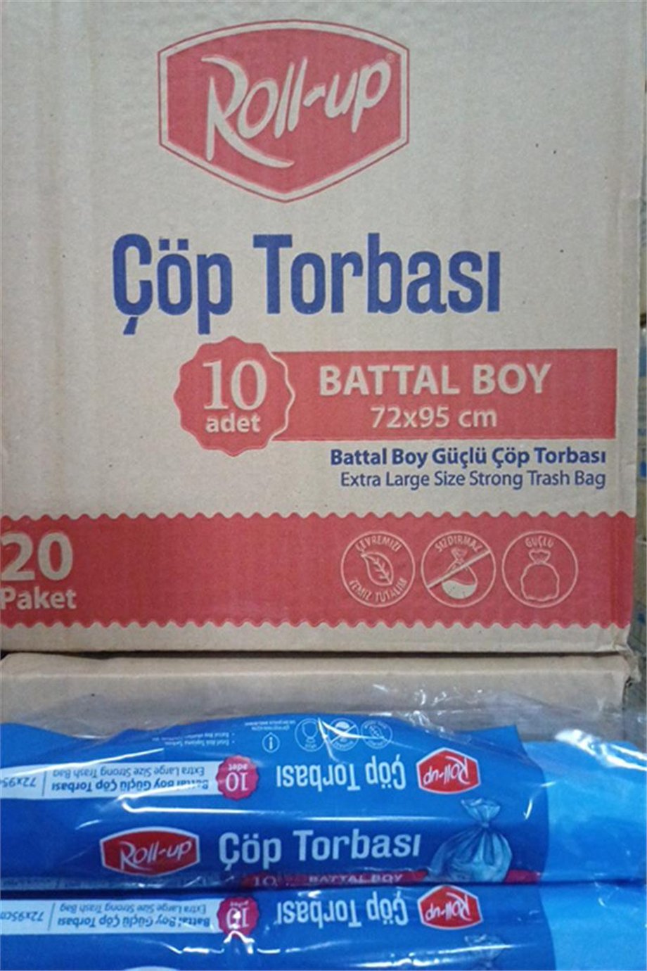Roll Up Çöp Torbası Battal Boy 72*95 Cm  (10 Adet)