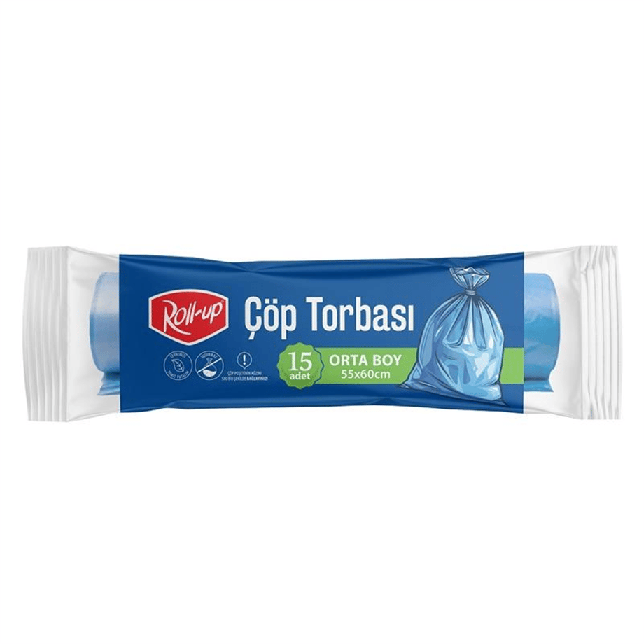 Roll Up Çöp Torbası Orta Boy 55*60 Cm   (15 Adet)
