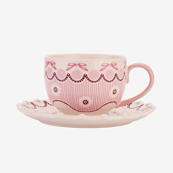 Cath Kidston Pembe Stoneware Çay Fincanı 200 Ml