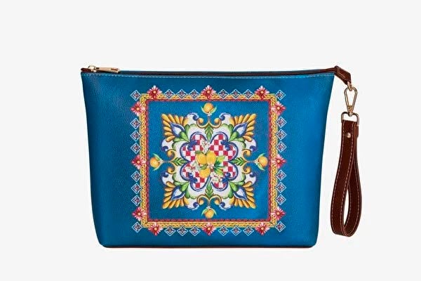 Chiara Alessi Mavi Suni Deri Clutch&portföy Çanta 30X21 Cm