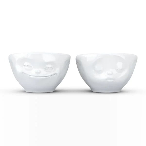 Grinning & Kissing- beyaz ikili küçük kase set, 100 ml