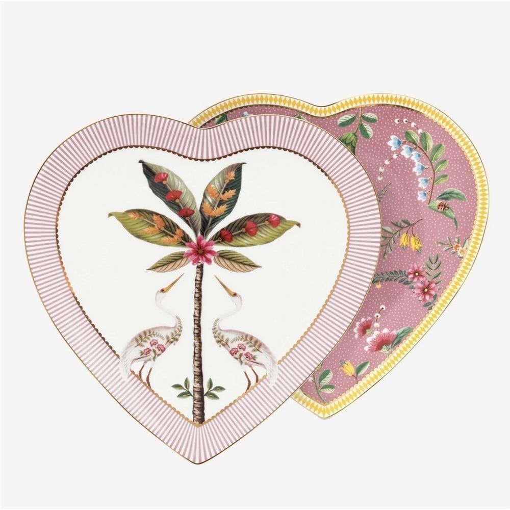 LA MAJORELLE İKİLİ PEMBE KALPLİ TABAK SETİ 21,5 CM