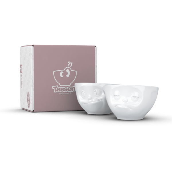 Tasty & Snoozy- beyaz orta boy ikili kase set, 200 ml