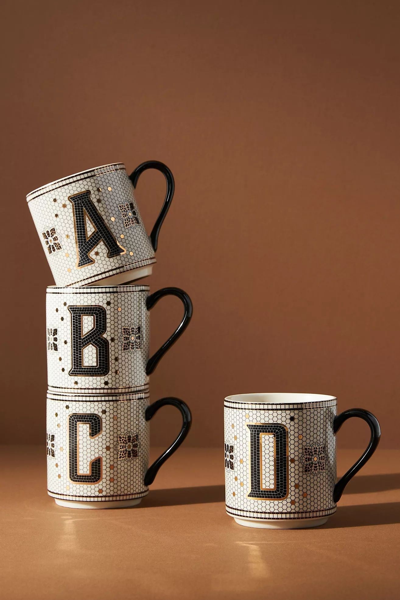 The Bistro Tile Stoneware Mug: Monogram Edition-Letter :U