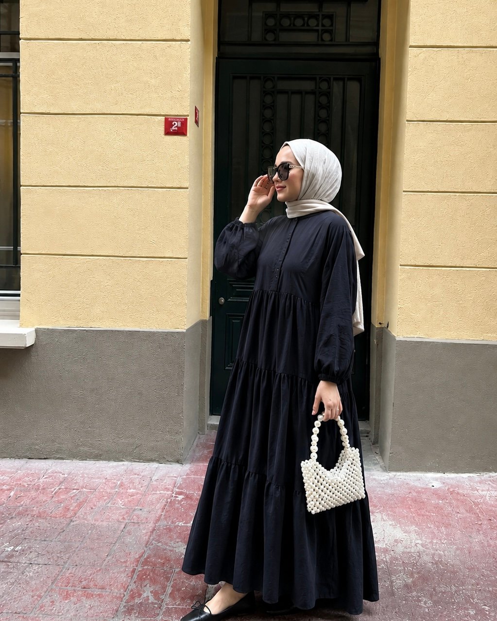 Eliz Viskon Elbise Siyah