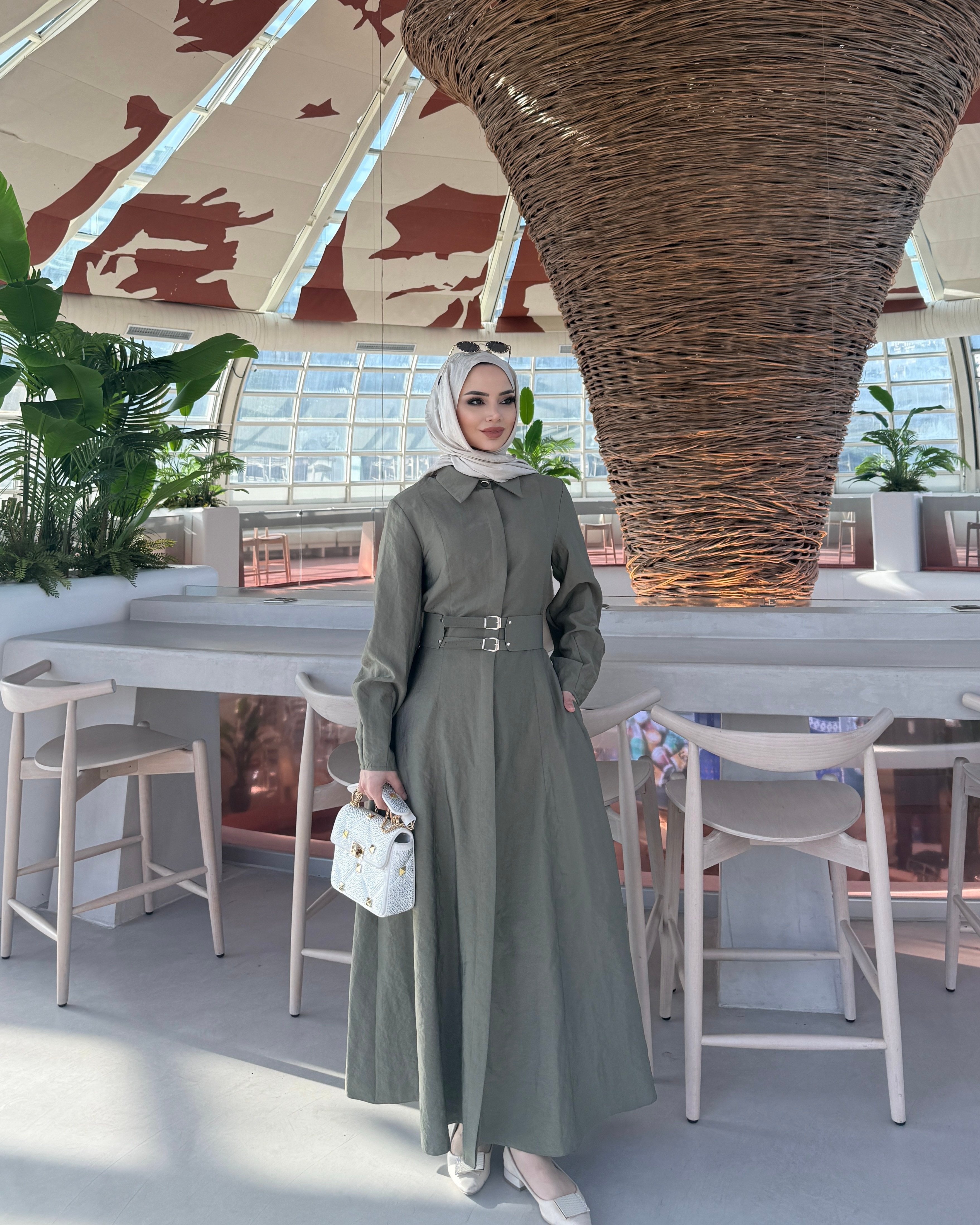 Sofia Tasarım Elbise | Haki