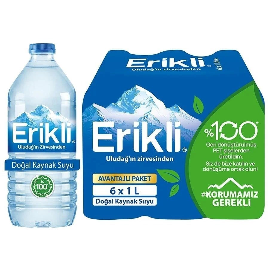 Erikli Doğal Kaynak Suyu 1 litre Pet Şişe 6'lı