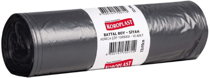 KOROPLAST ÇÖP TORBASI HORECA BATTAL SİYAH 72x95 210 GR 10 LU 30 MİC. ST01500478-ST1500443
