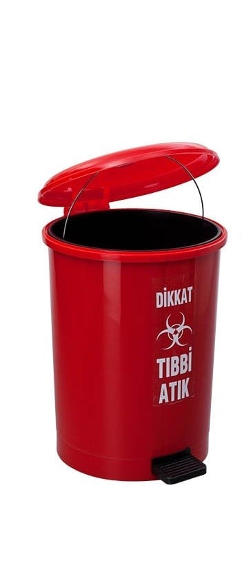 Pedallı Yuvarlak Tıbbi Atık Çöp Kovası 40 Lt 4219