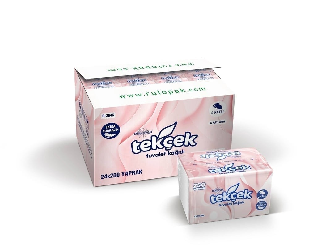 Rulopak Tekçek Tuvalet Kağıdı 2 Katlı 250 Yaprak 24'Lü Paket