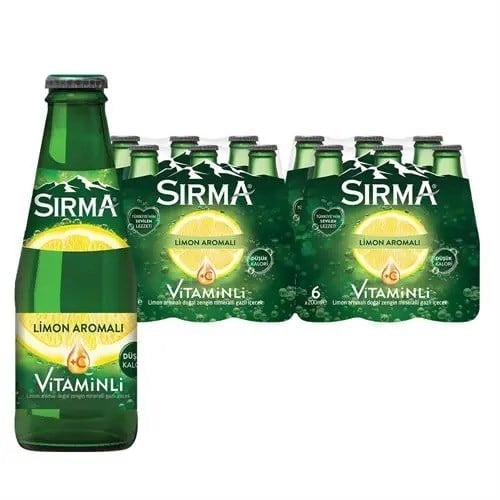 Sırma C-Plus Maden Suyu Limon Aromalı Cam Şişe 200 ml x 24 Adet