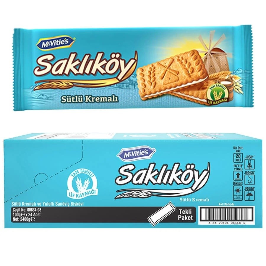 Ülker Saklıköy Sütlü Kremalı Bisküvi 100 g 24'lü