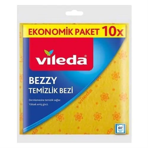 Vileda Bezzy Sarı Temizlik Bezi 34 x 35 cm 10 Adet