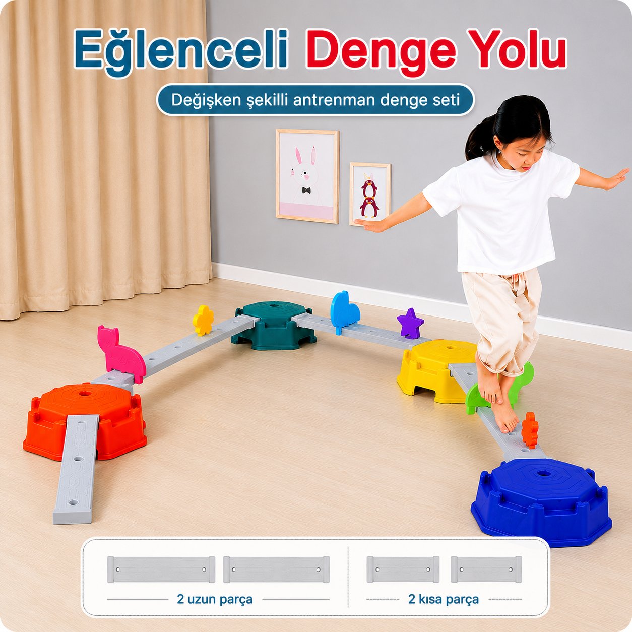 MagBlock Denge Oyun Parkuru -  2  Uzun - 2 Kısa Parçalı Set