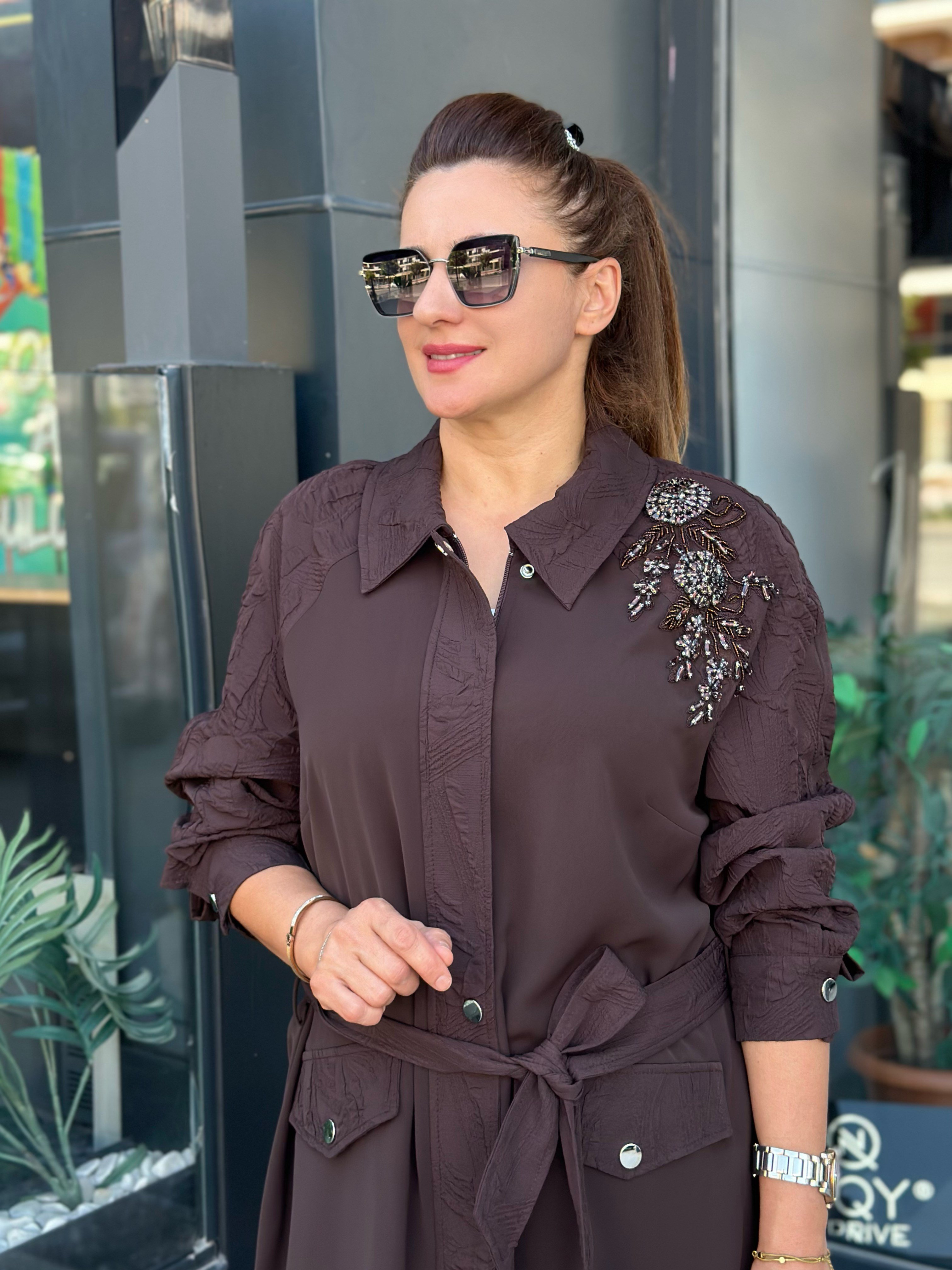 MÜSEMMA KAPİTONE KOL DETAYLI AYÇA TAKIM
