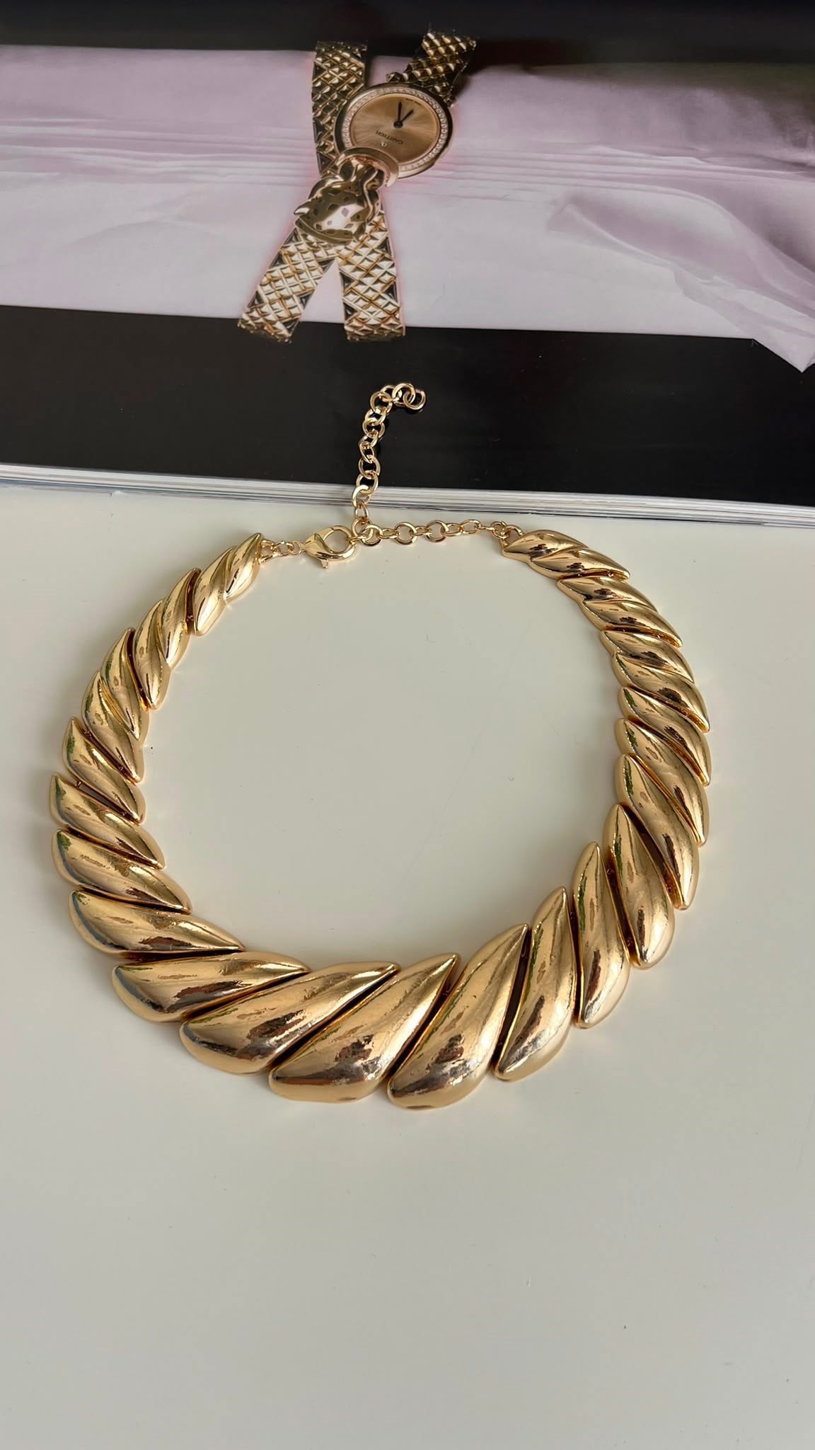 Premium Vintage Gold Kalın Tasarım Kolye