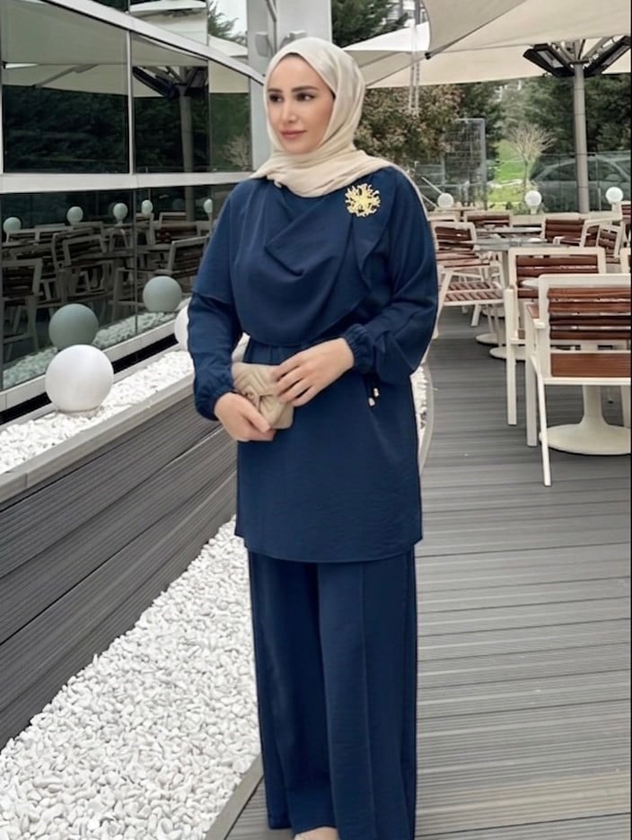 AHSEN ŞAL YAKA TAKIM LACİVERT