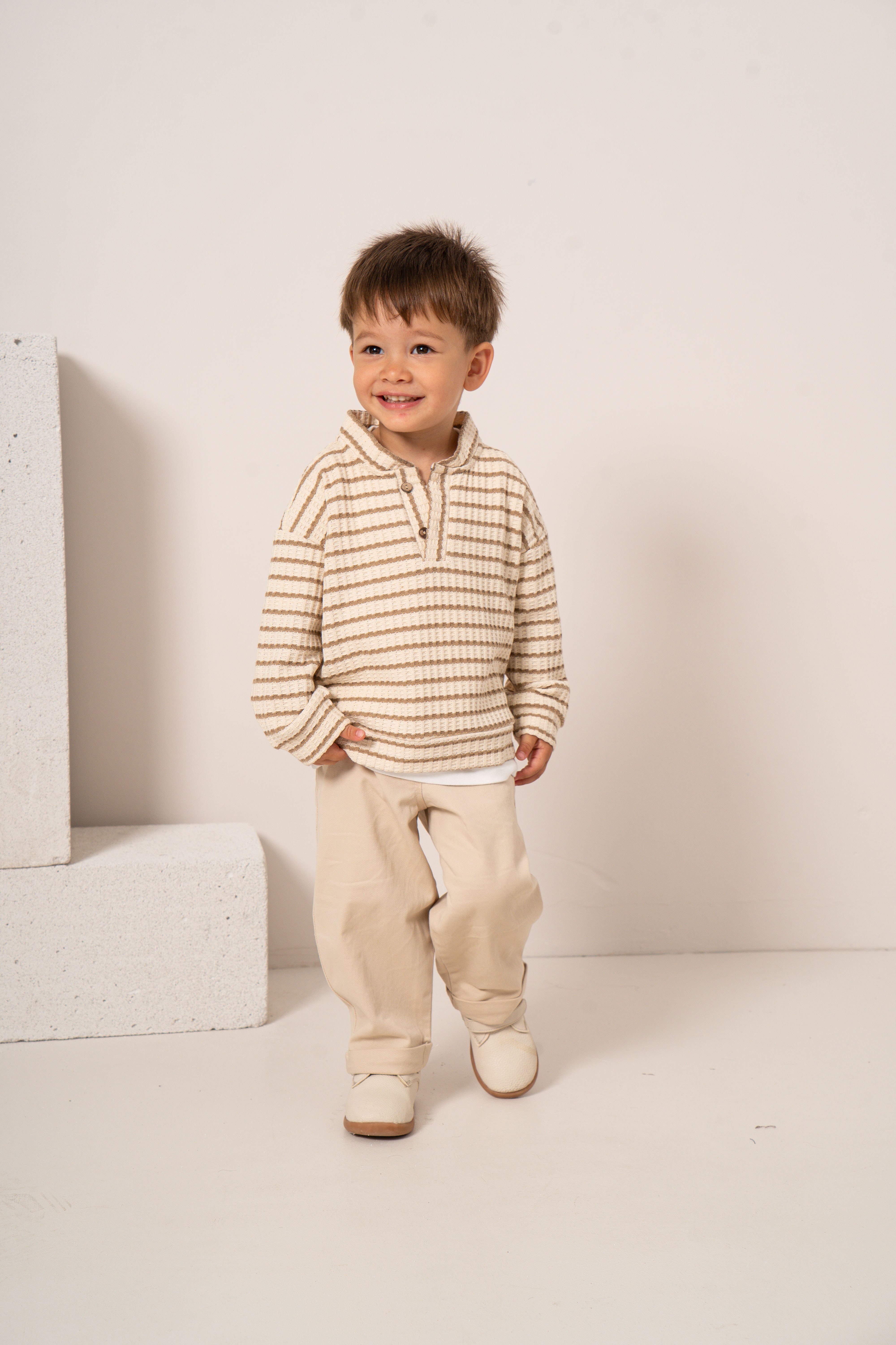 Erkek Bebek & Çocuk Çizgili Sweat Tişört Pantolon 3'lü Takım