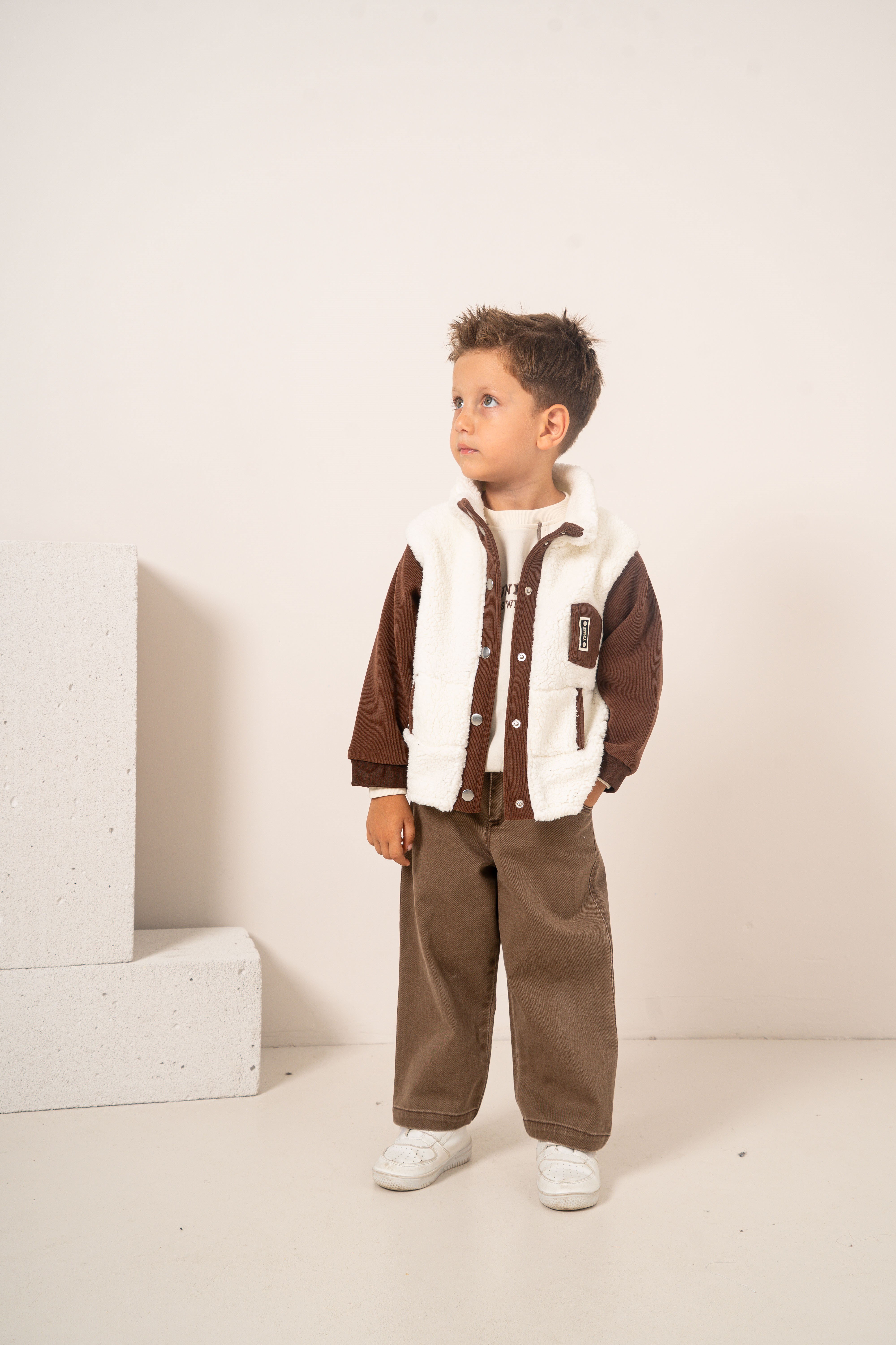 Erkek Bebek & Çocuk Peluş Ceketli Pantolon 3'lü Takım