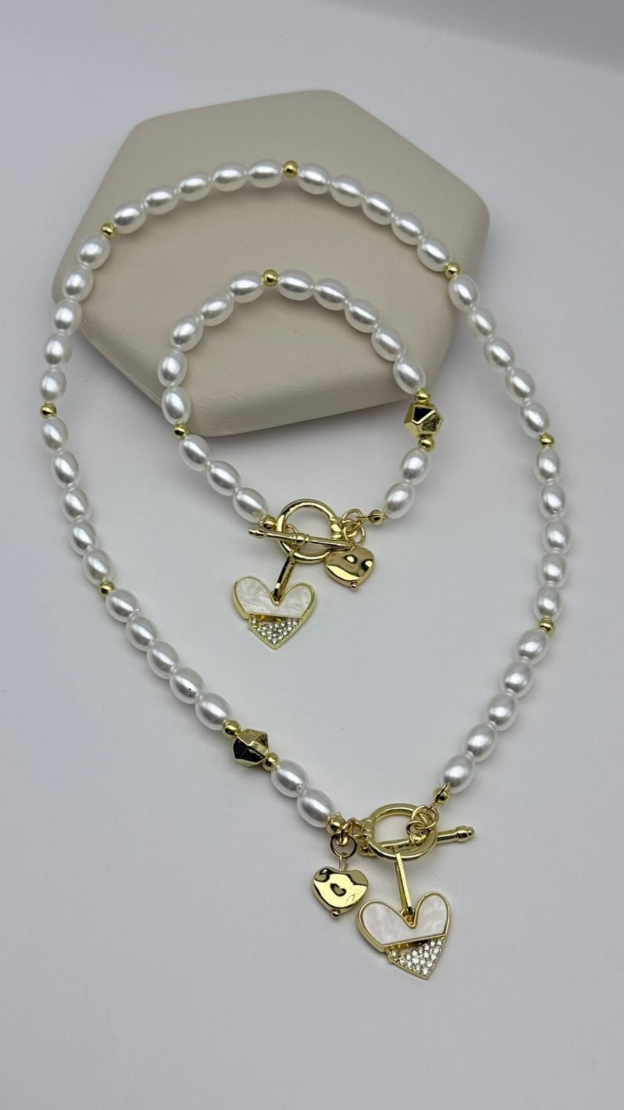 İncili Kolye Bileklik Set