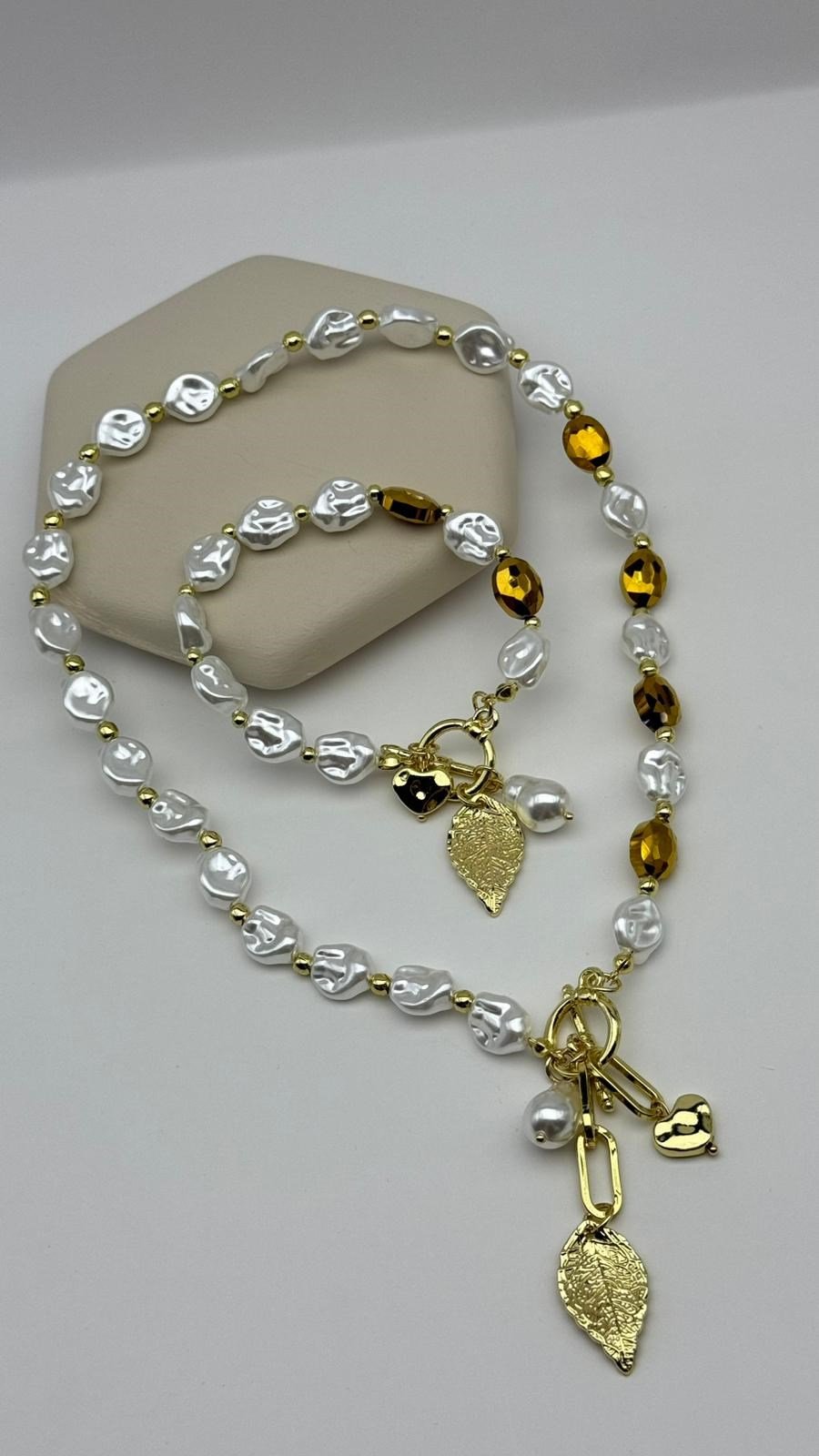 İncili Kolye Bileklik Set