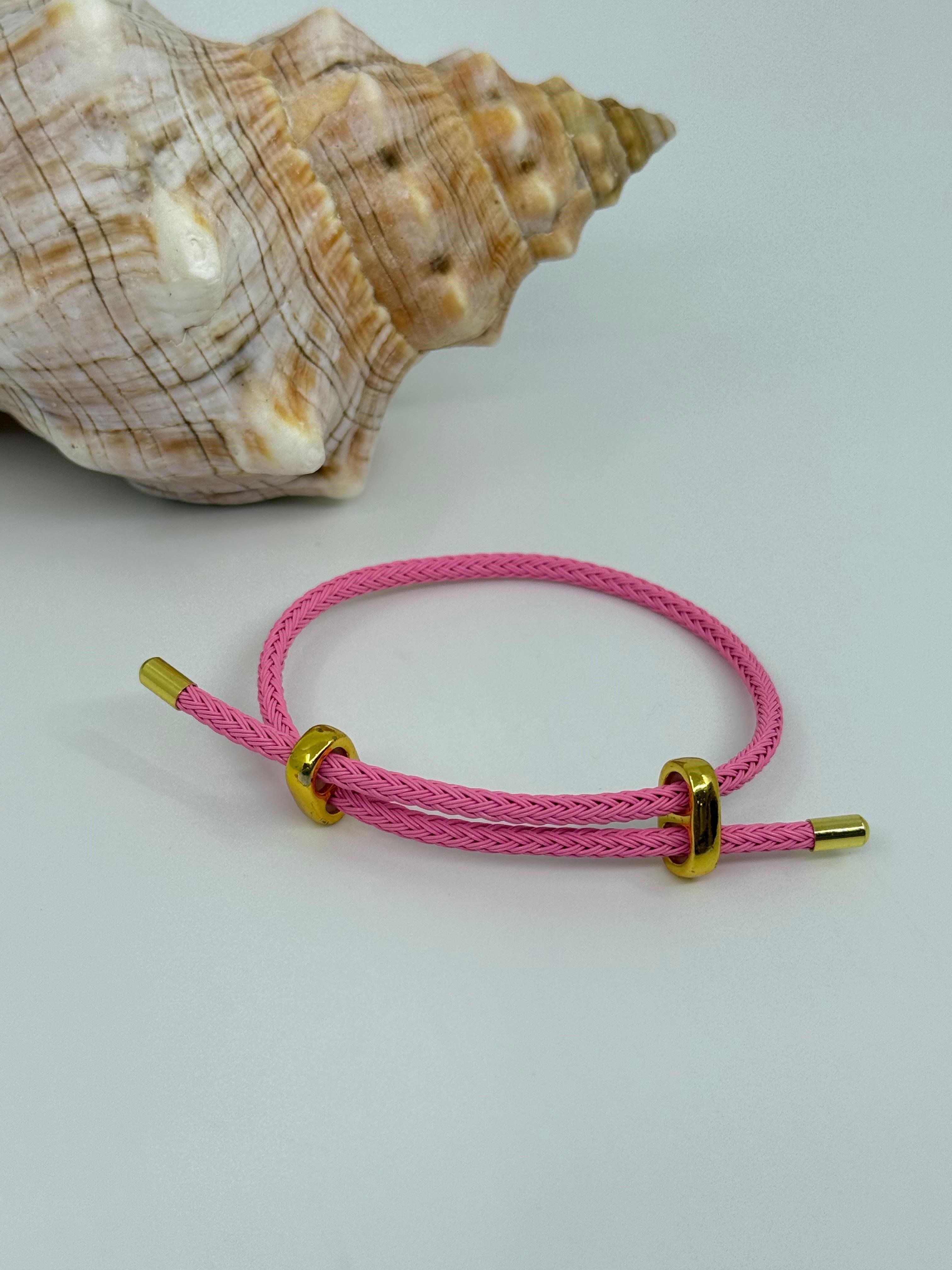 Pembe renkli ayarlanabilir ipli bileklik
