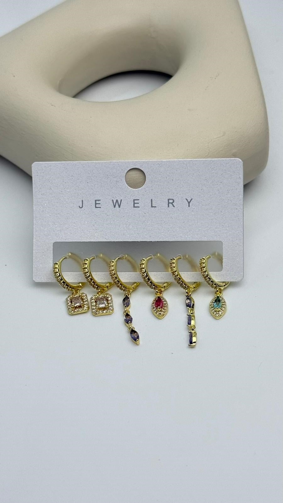 Vip6 6 Lı Taşlı Set Küpe