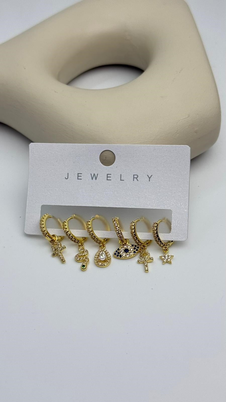 Vip6 6 Lı Taşlı Set Küpe