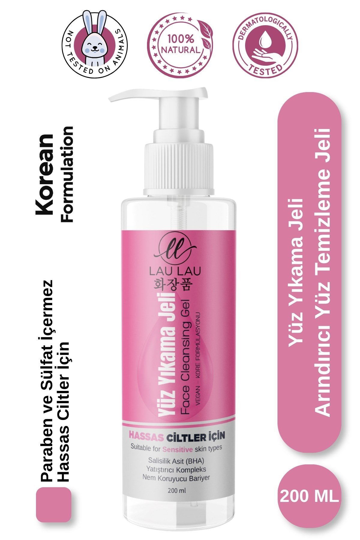 Hassas Ciltler İçin Arındırıcı Yüz Temizleme Jeli - %100 Vegan 200 ml