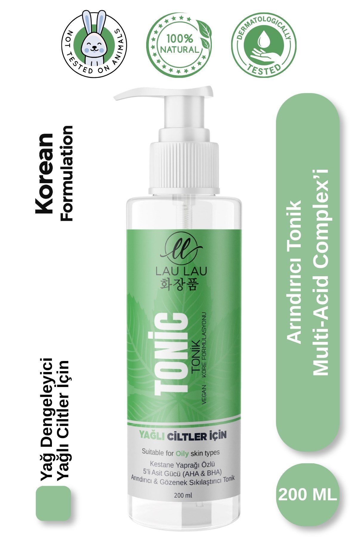 Yağ Dengeleyici Arındırıcı Tonik Multi-Acid Complex  (BHA + AHA + Niacinamide) – 200 Ml