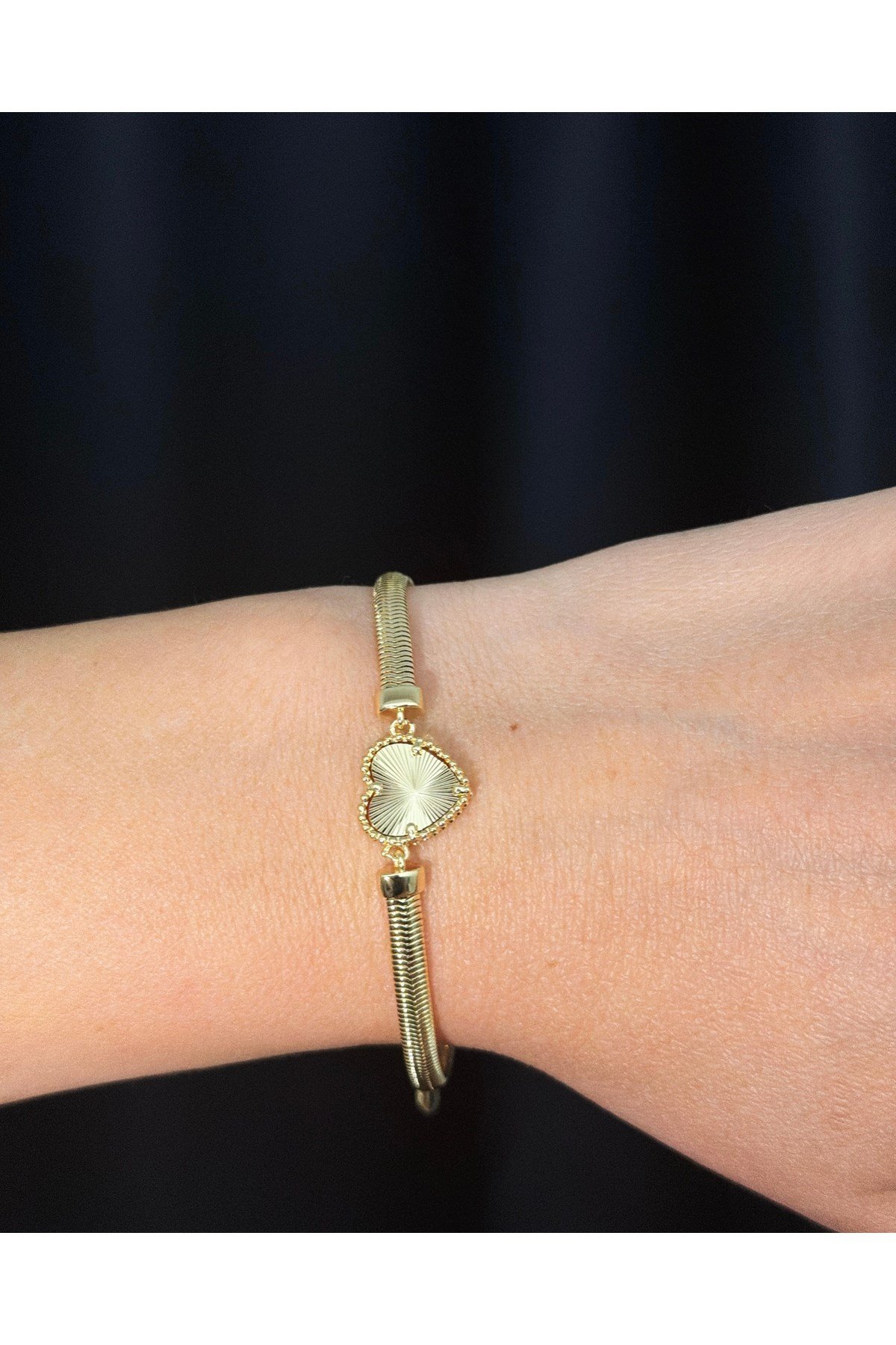 Çelik 14K Gold Kalp Bileklik