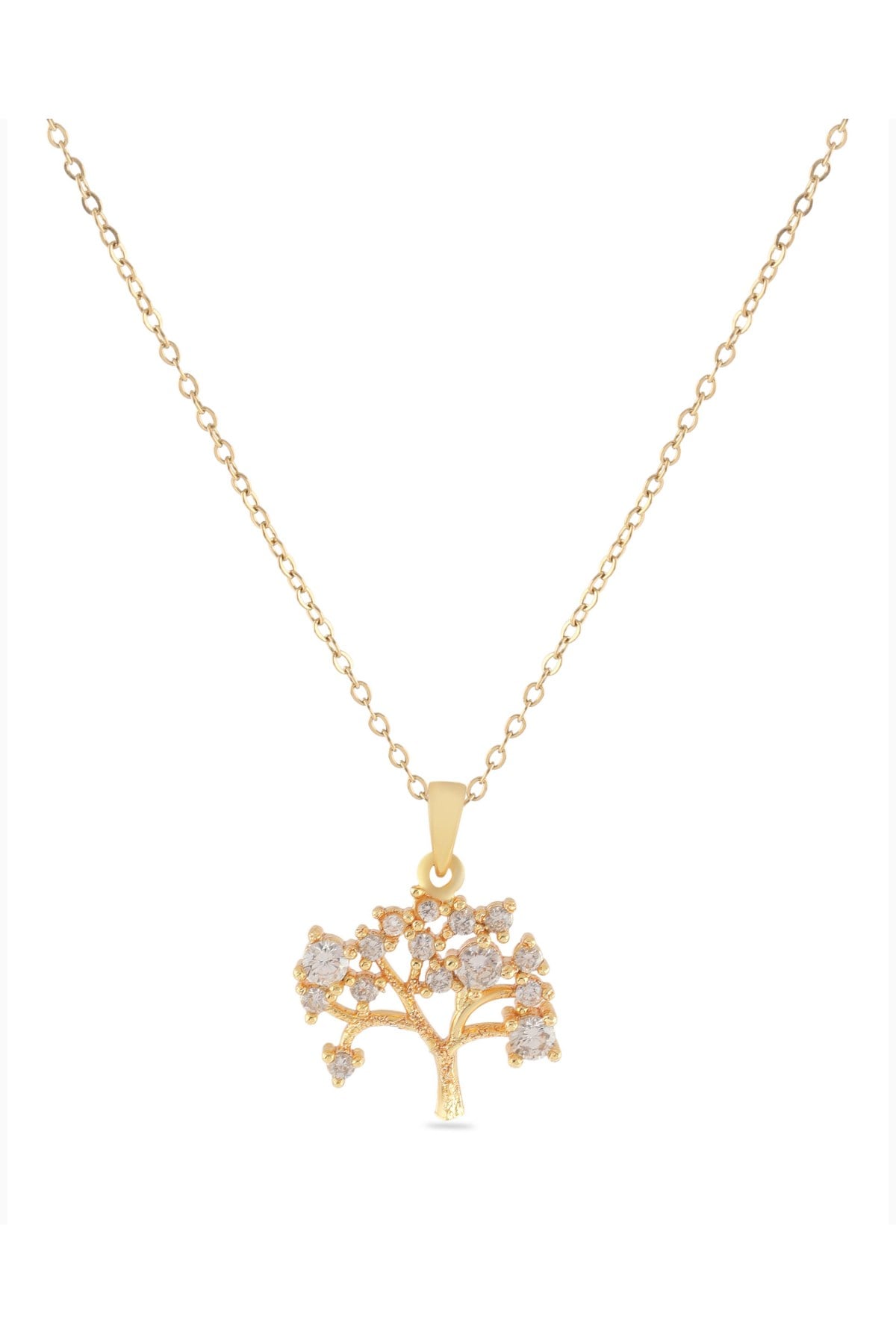 Yaşam Ağacı Çelik Kolye Gold