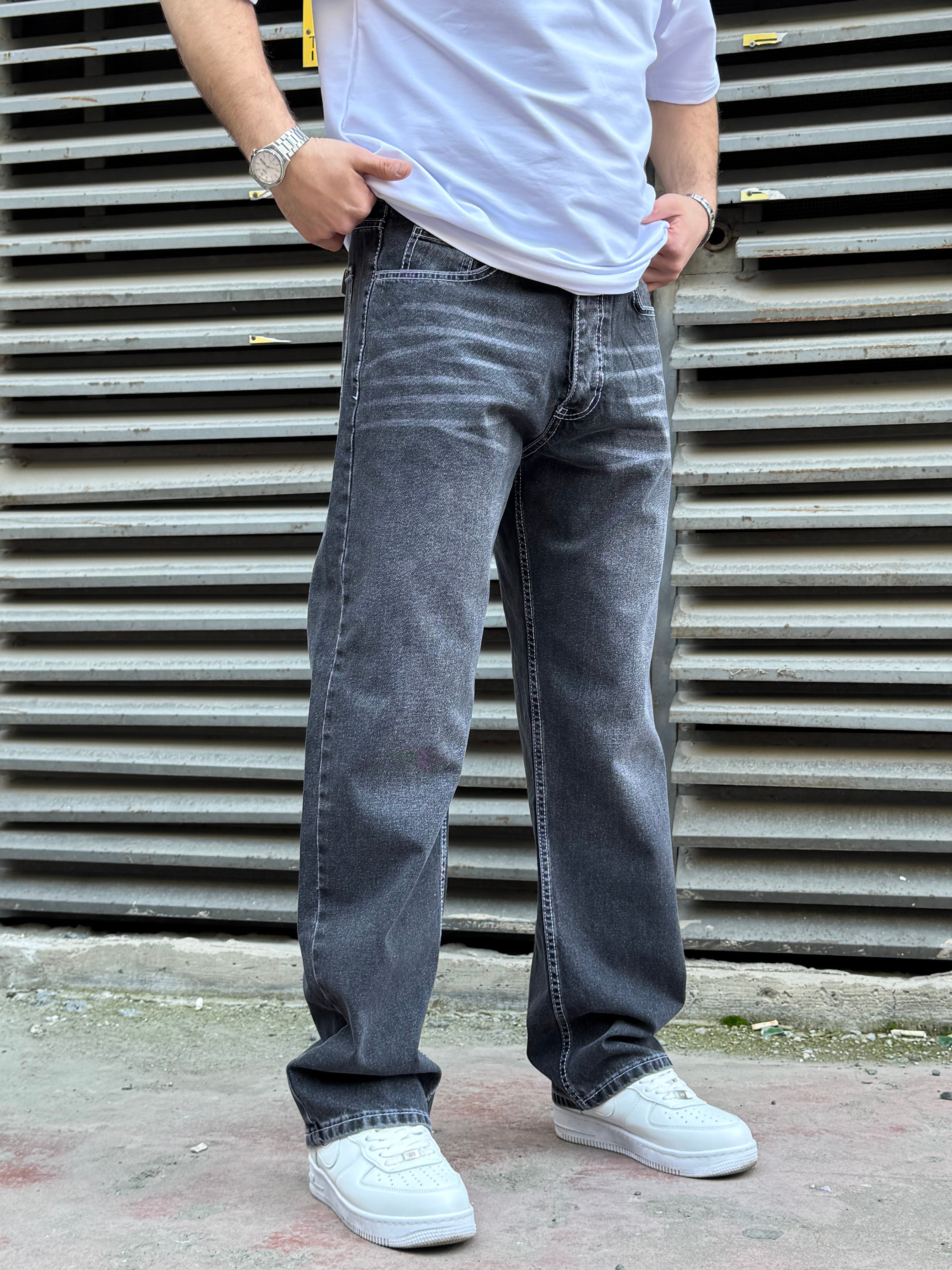 İp Detay Füme Baggy Jeans