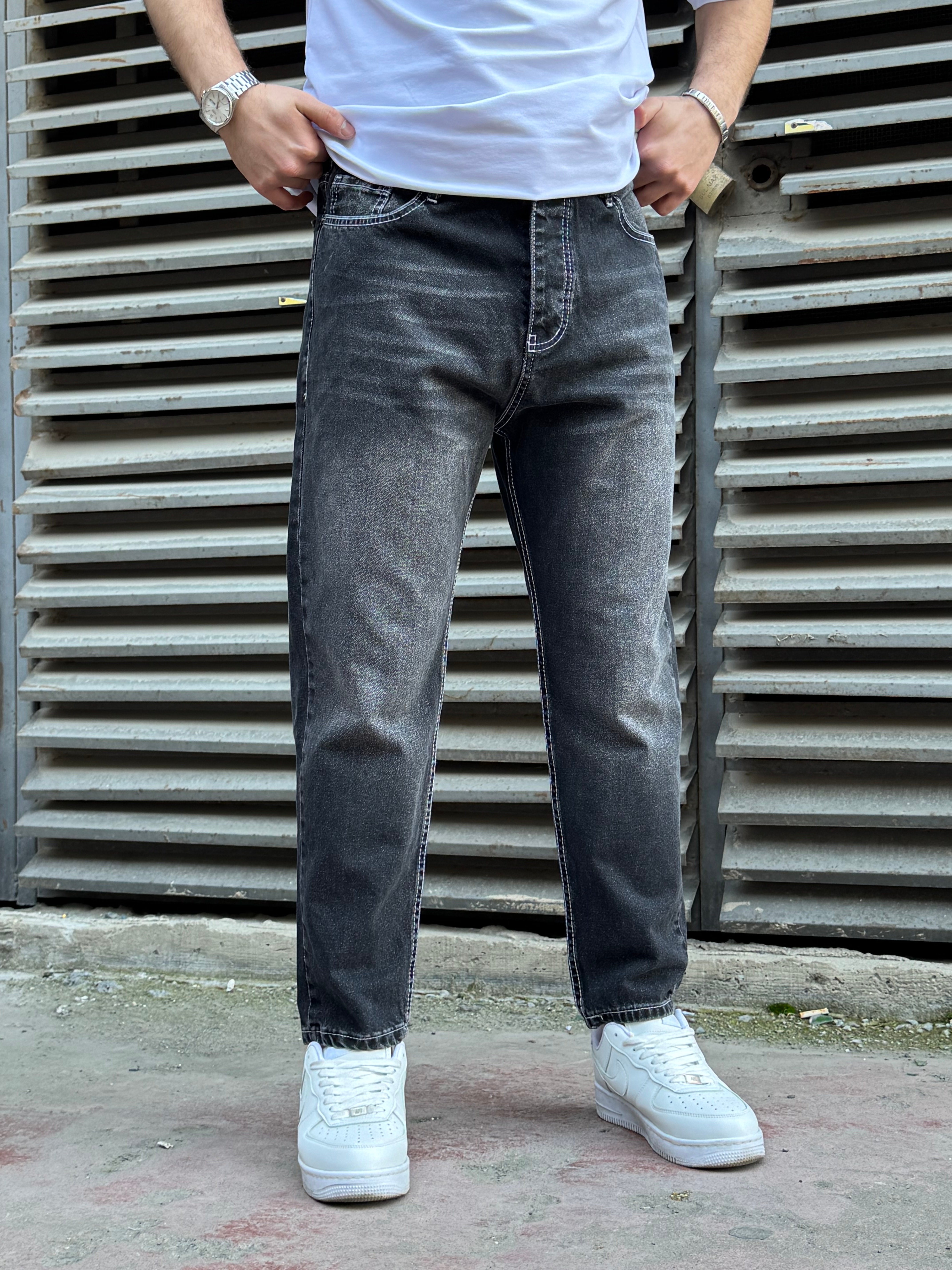 İp Detay Gri Boy Friend Jeans